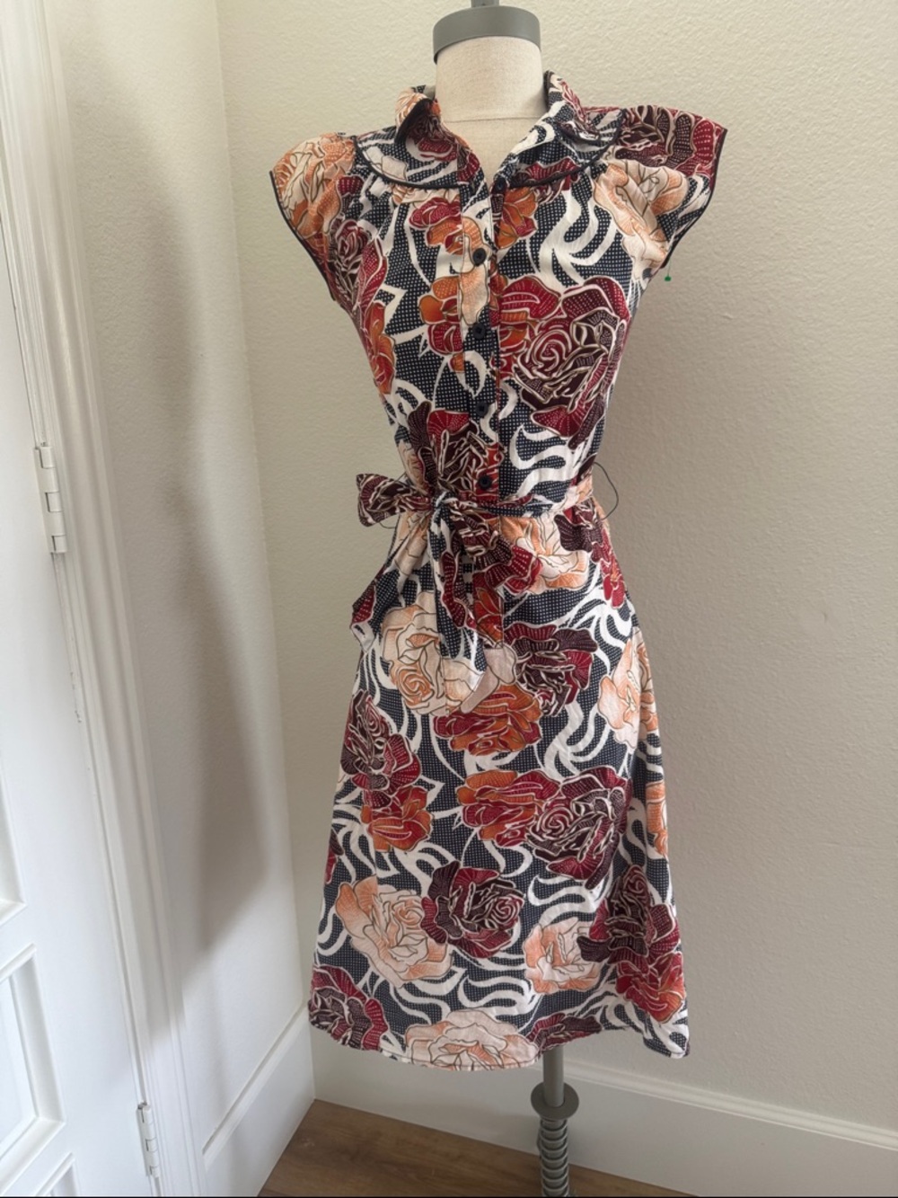 SPLIT Floral Collared Shirt Dress